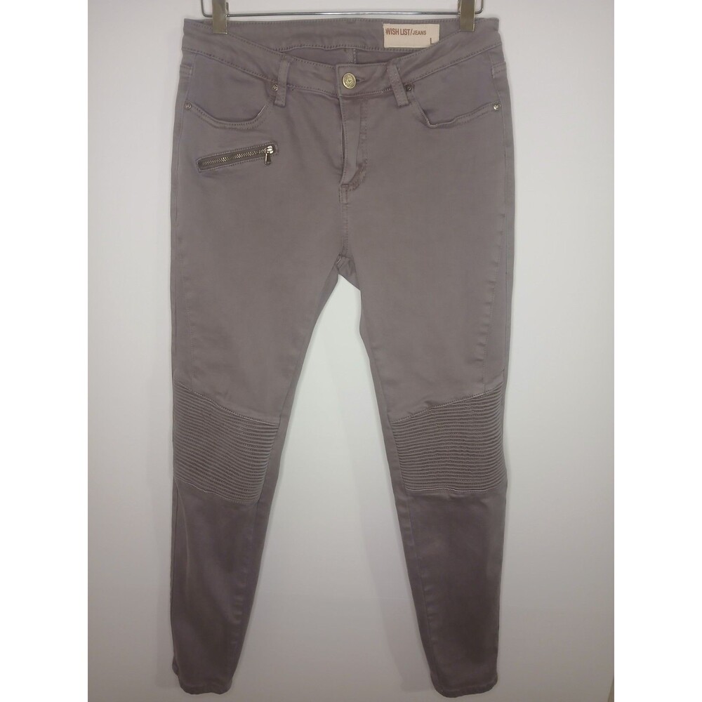 Wish List Grayish Purple Skinny Jeans With Ribbed Knee And Zipper Detail Size L